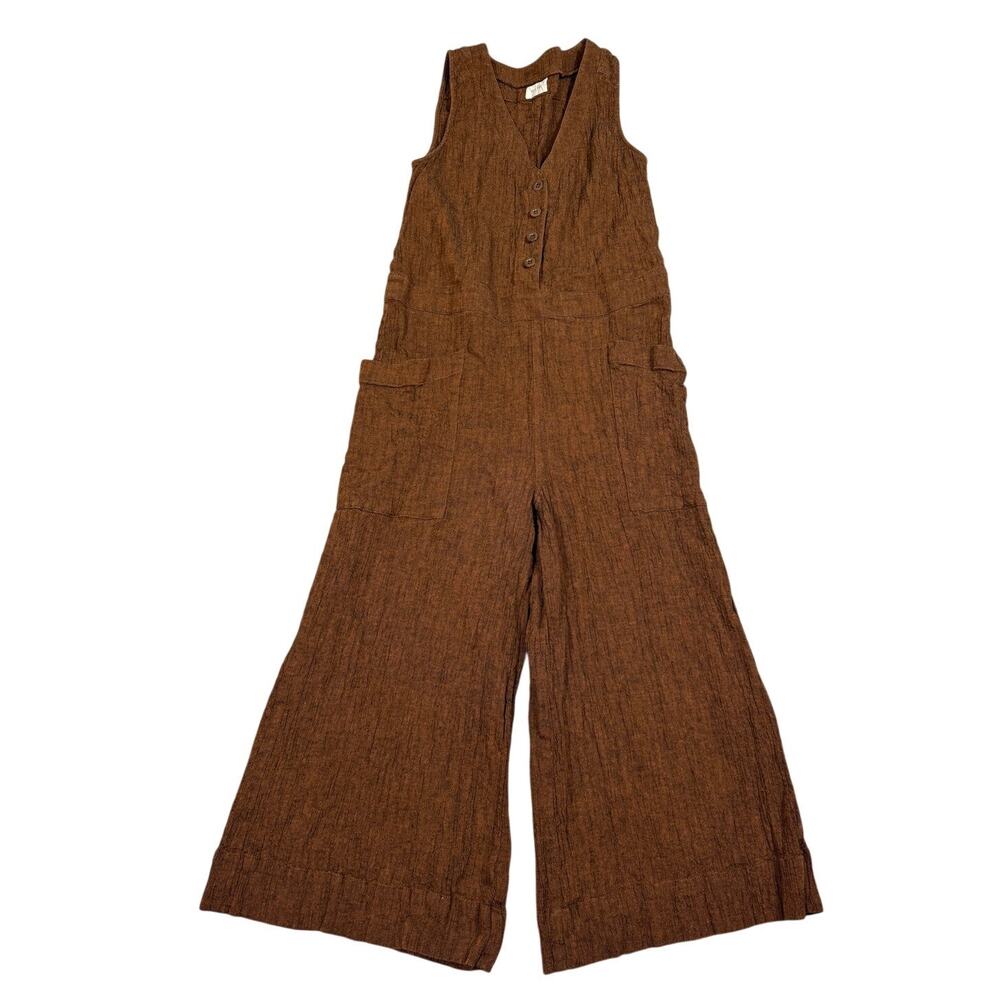 Poetry Womens Size 6 Crinkle Linen Cotton Jumpsuit